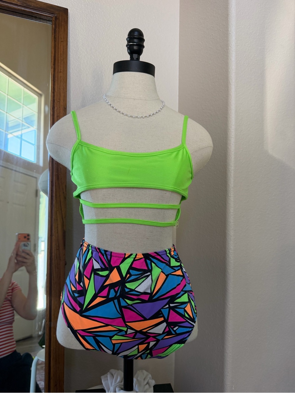 Bright colored rave outfit